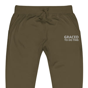 Military Green Graced Fleece Sweatpants (White)